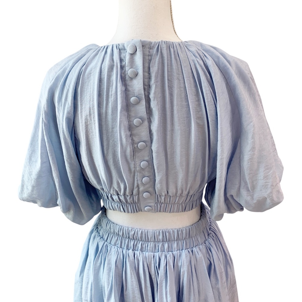 Vici Light Blue Puff Sleeve Cut-Out Detail Mini Dress Sz M - Picture 7 of 15